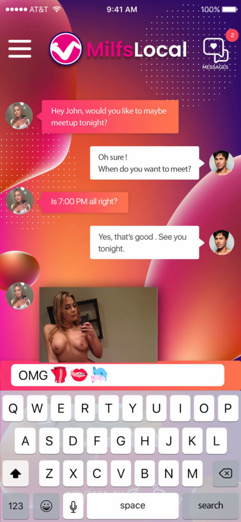 chat convo from cougar and male on milfs local app